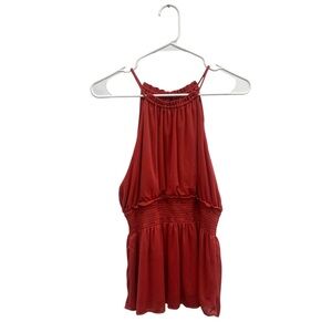 Express Red Ruffled Halter Blouse